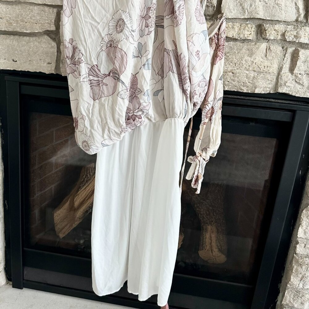 NWT* Hummingbird Dress Cold-shoulder Midi Floral Print Lace Detail 3/4 Size S - Picture 12 of 12